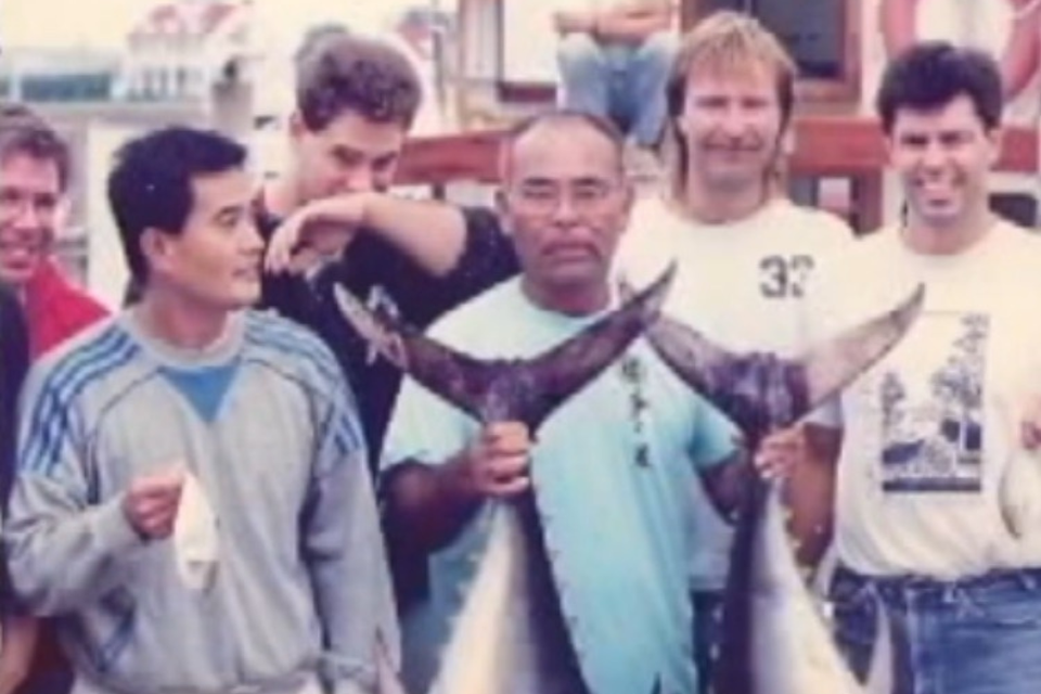 Hanshi Seiken Takamine and Taika Oyata on a fishing trip