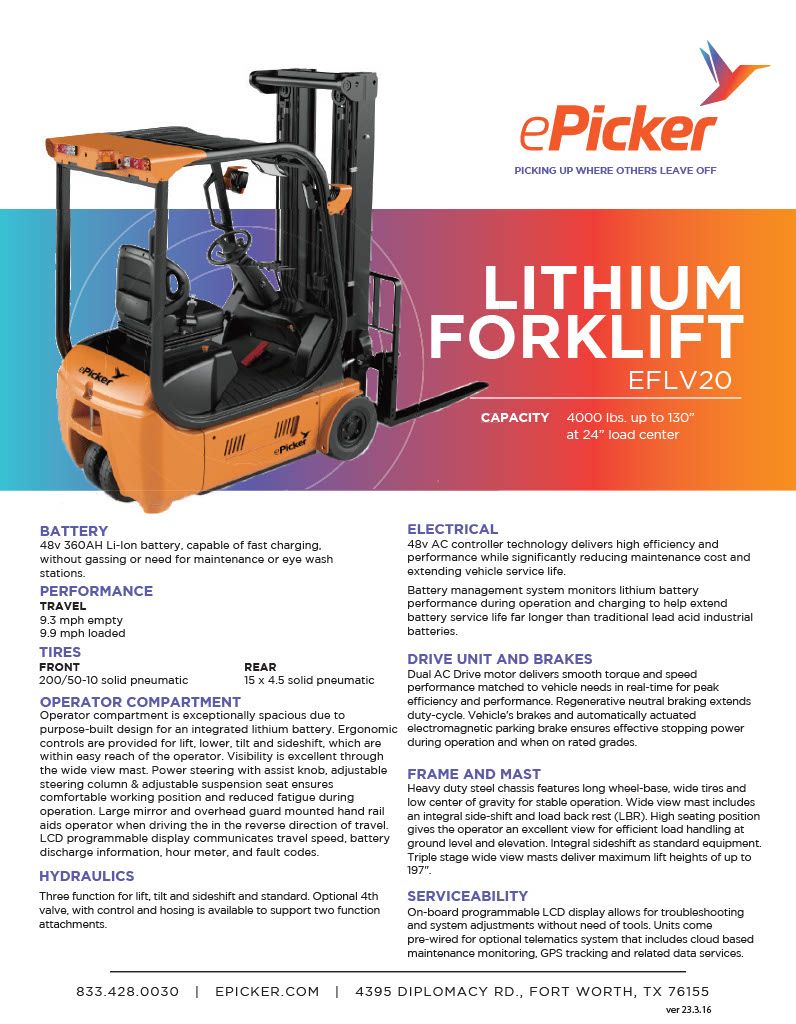 Electric counterbalance forklift truck eflv20 part 11024 1