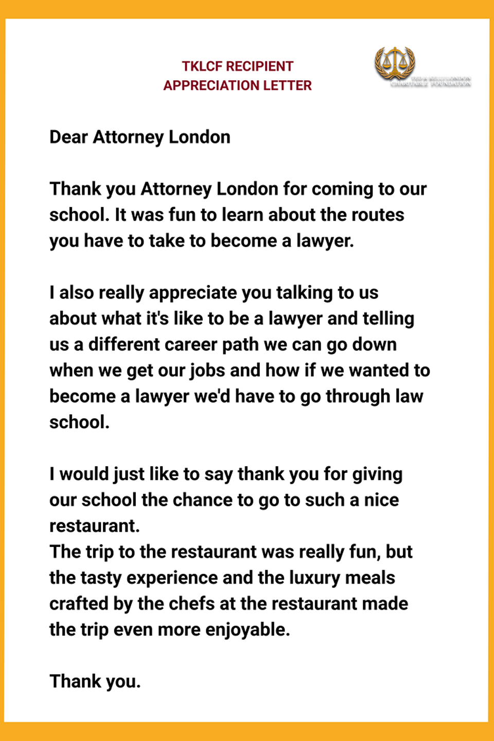 Tklcf appreciation letter 10