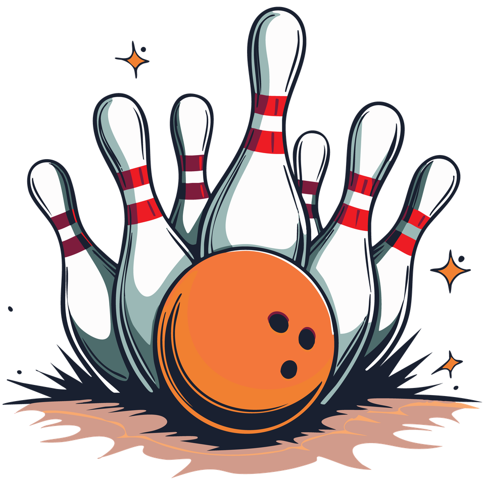 Bowling   pins and orange ball 3 04