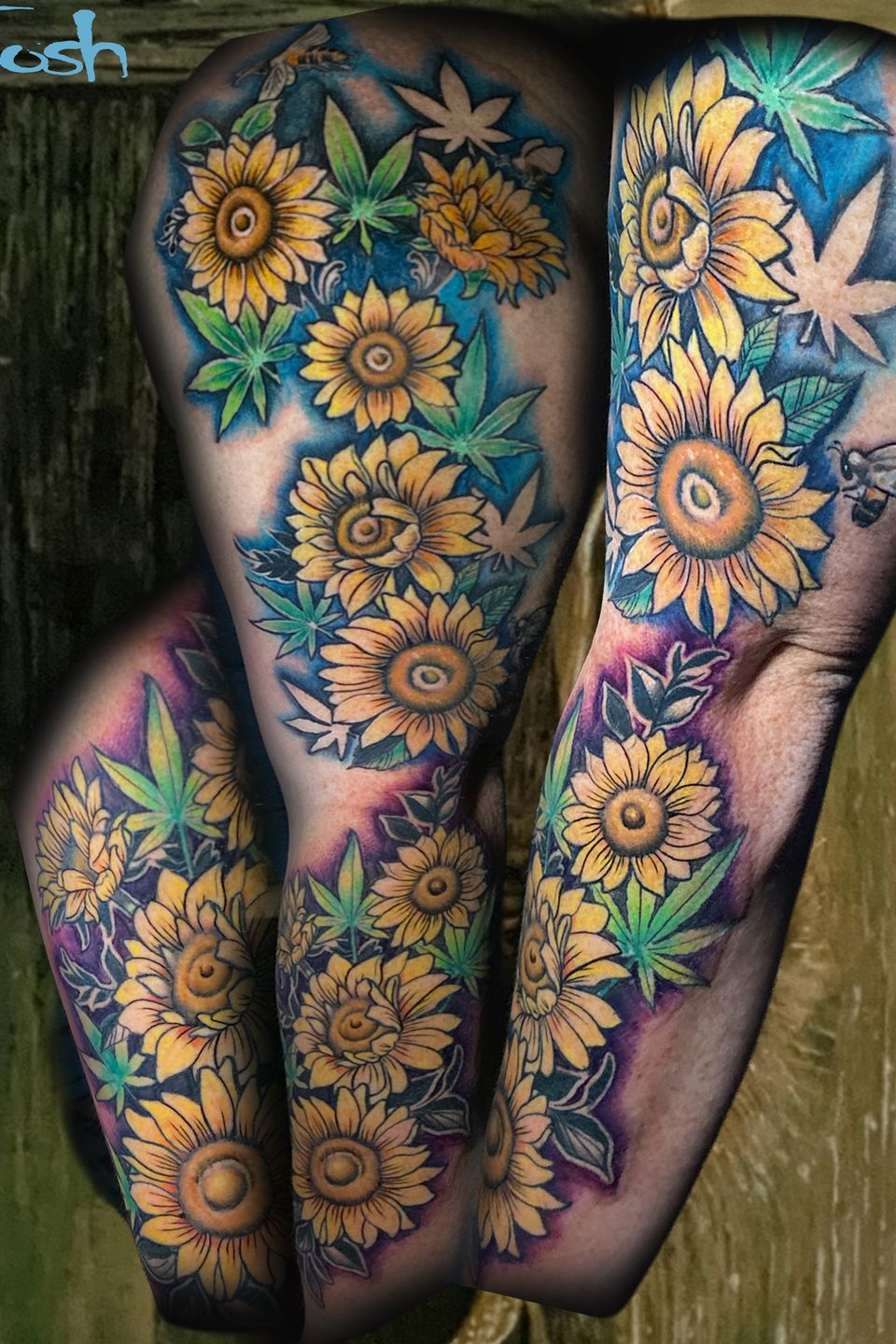 Josh sunflower pot leaf sleeve copy