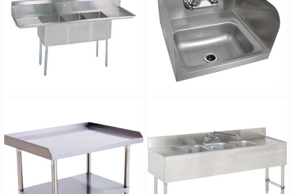 Restaurant Stainless Steel 3 Compartment Sink Hand Sink Bar Sink Equipment Stand Stainless Steel Table