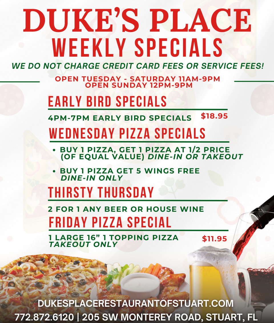 Duke's place weekly specials