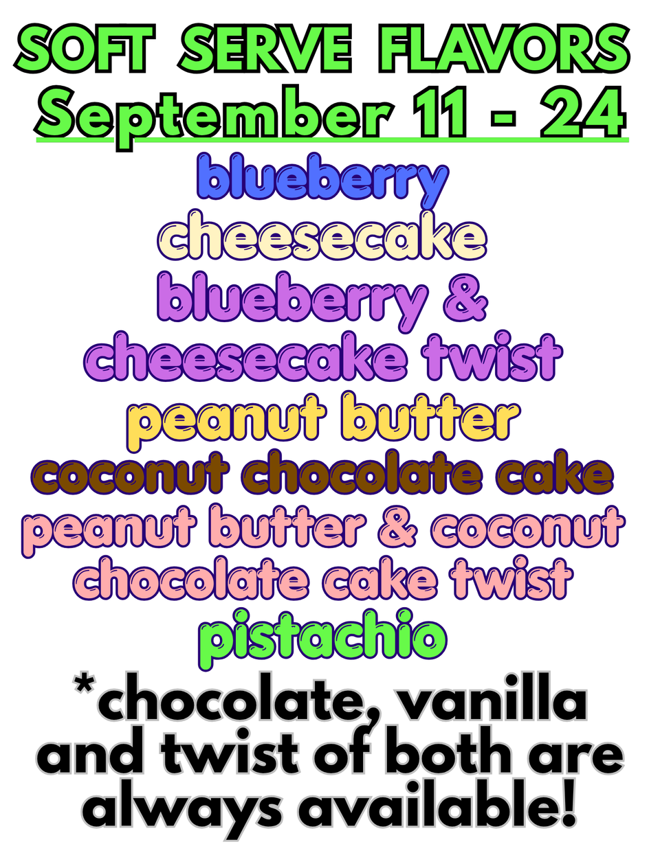 Soft serve flavors (22)