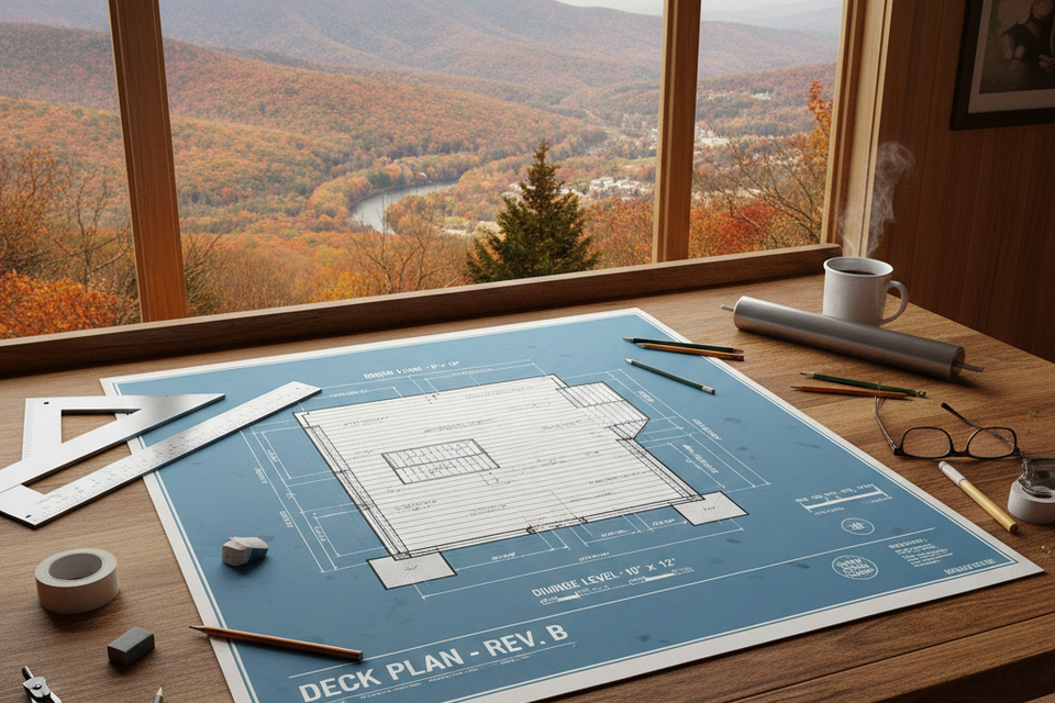 Saylorsburg pa custom deck design blueprint pocono mountains