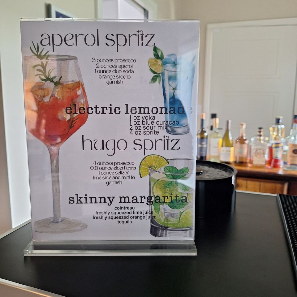Close-up of cocktail menu options