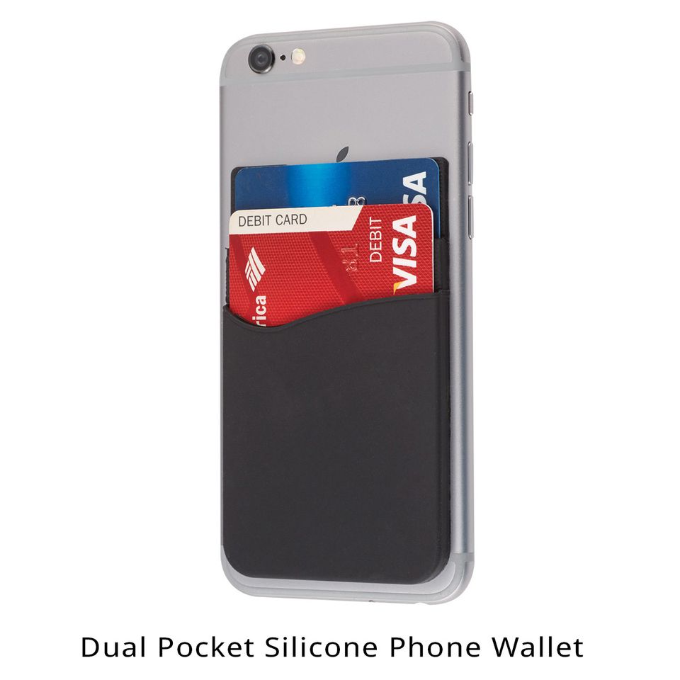 Dual pocket silicone phone wallet