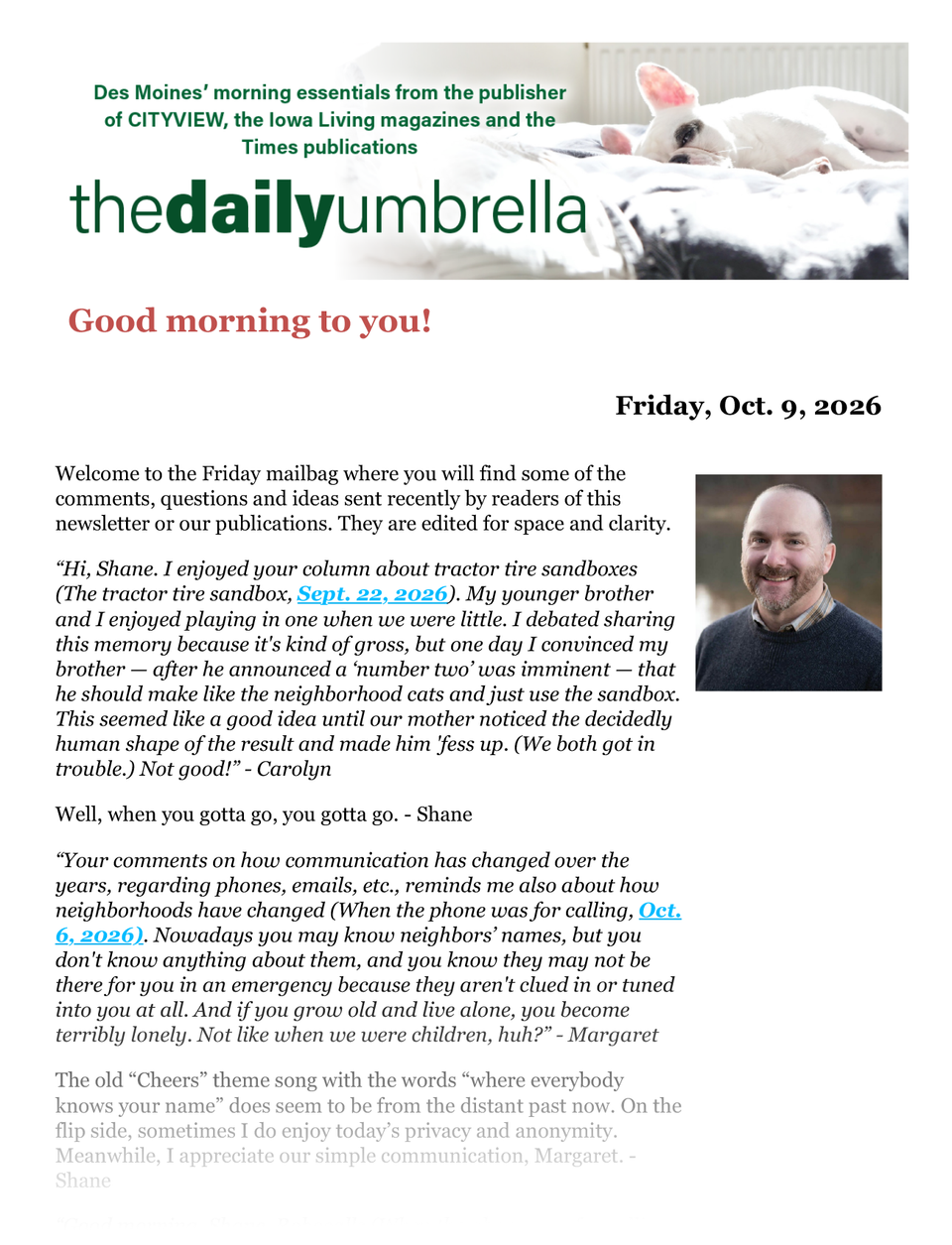 Du oct. 9  ottumwa 'hail satan' invocation  noodle news  why does a milking stool only have three legs  1