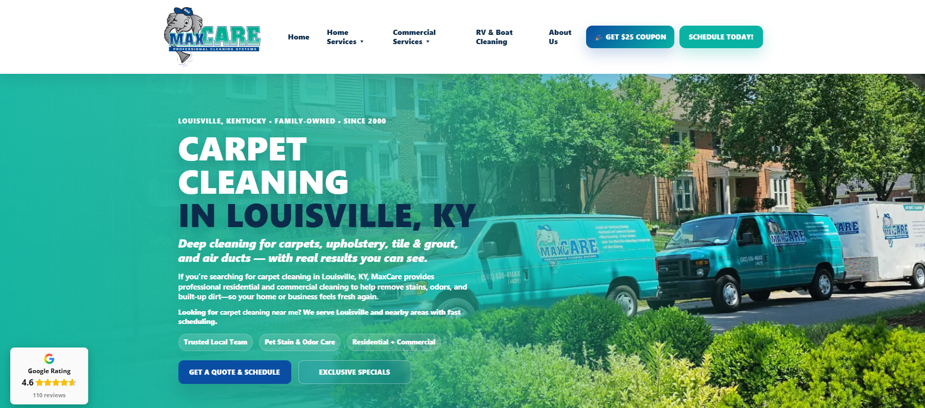 Carpet cleaning website design example created by WPB WebDesigns