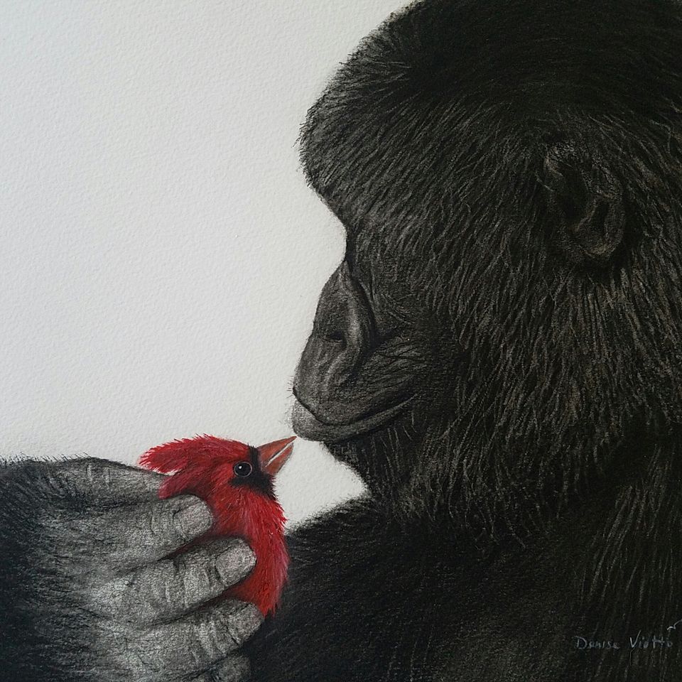 Sweet Kiss - Charcoal and Gouche Paint (11x14)