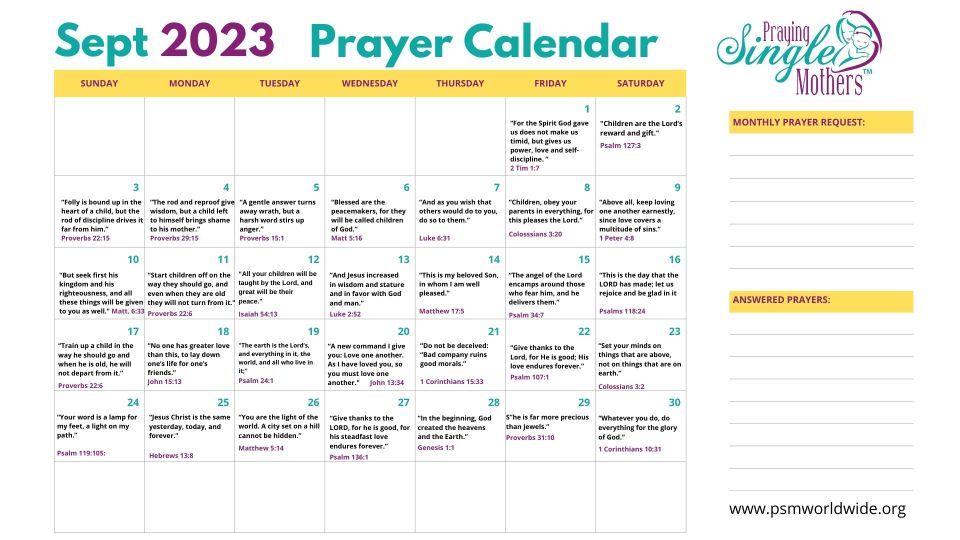 Prayer calendar
