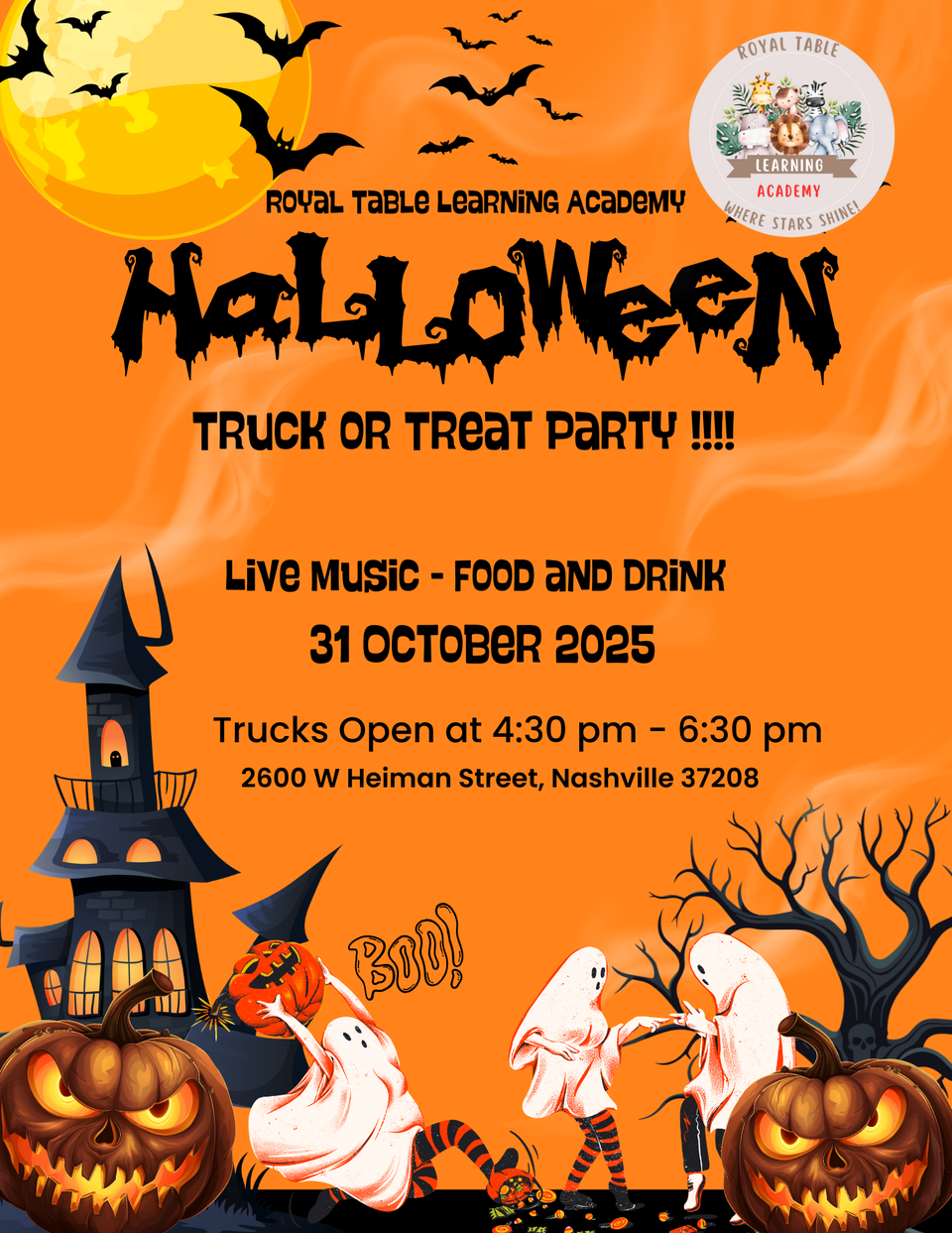 Black and orange modern halloween night party flyer (1)