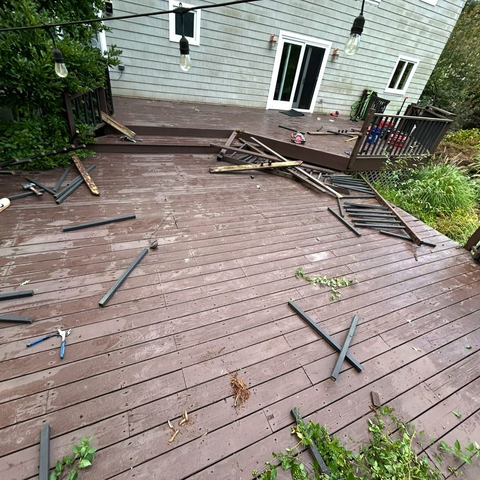 Full resurface 1200 sq ft trex enhance deck installation in progress, done by J.B.T Contracting of Long island, NY