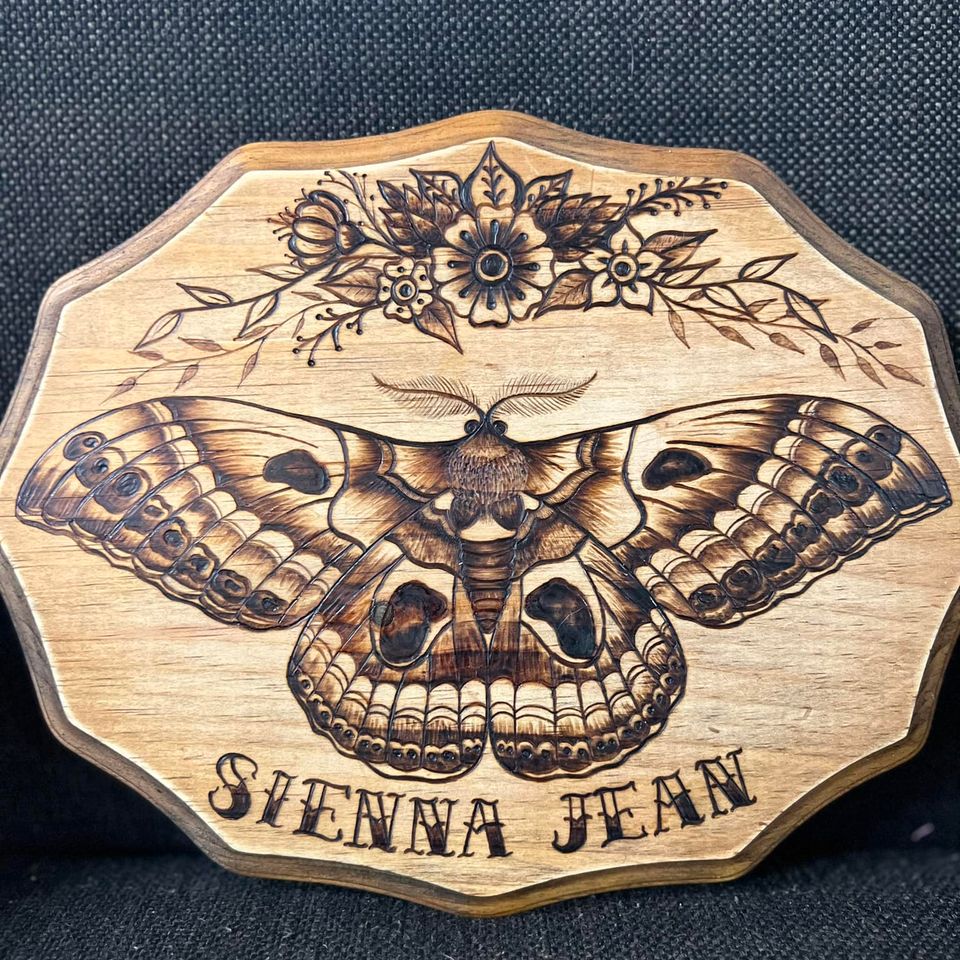 Wood burning butterfly