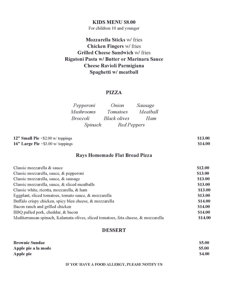 Lunch menu rays  page 6