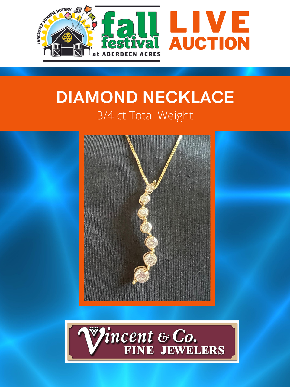 Live auction diamond necklace 18x24