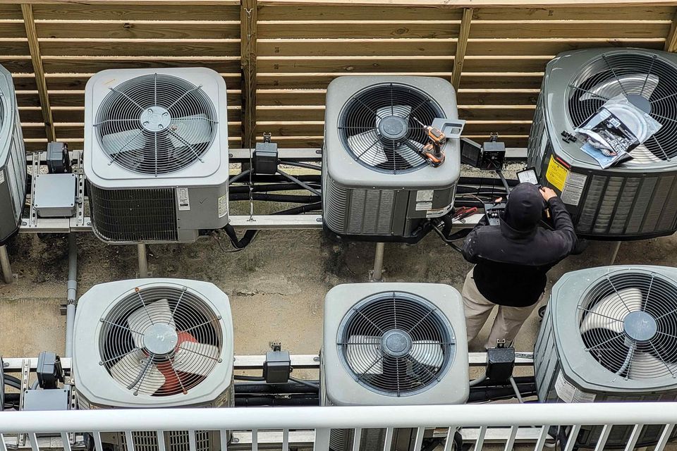 Air conditioners all in a row to stay cool in sum 2023 11 27 05 24 33 utc