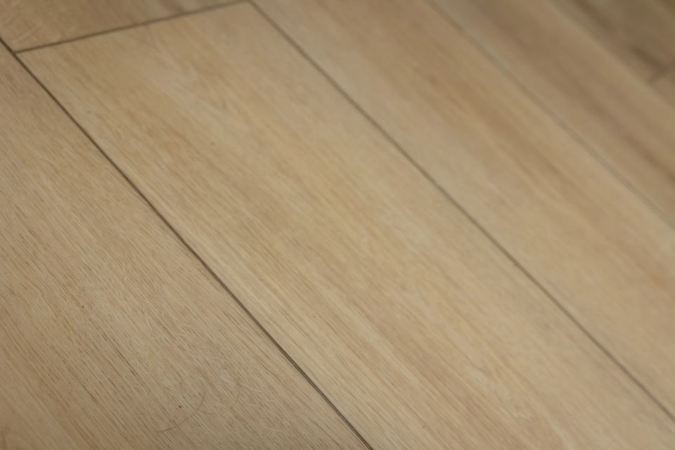 A light white oak LVP luxury vinyl plank floor in a newly remodeled house