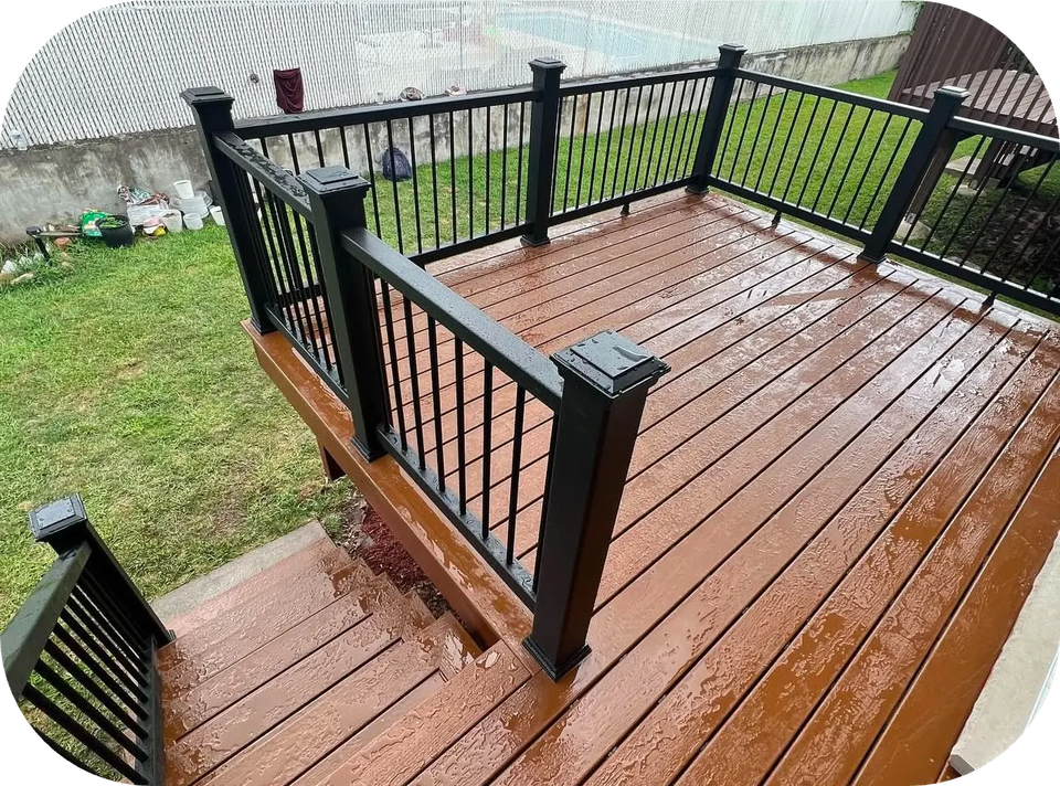 deck with black railing in Franklin Lakes
