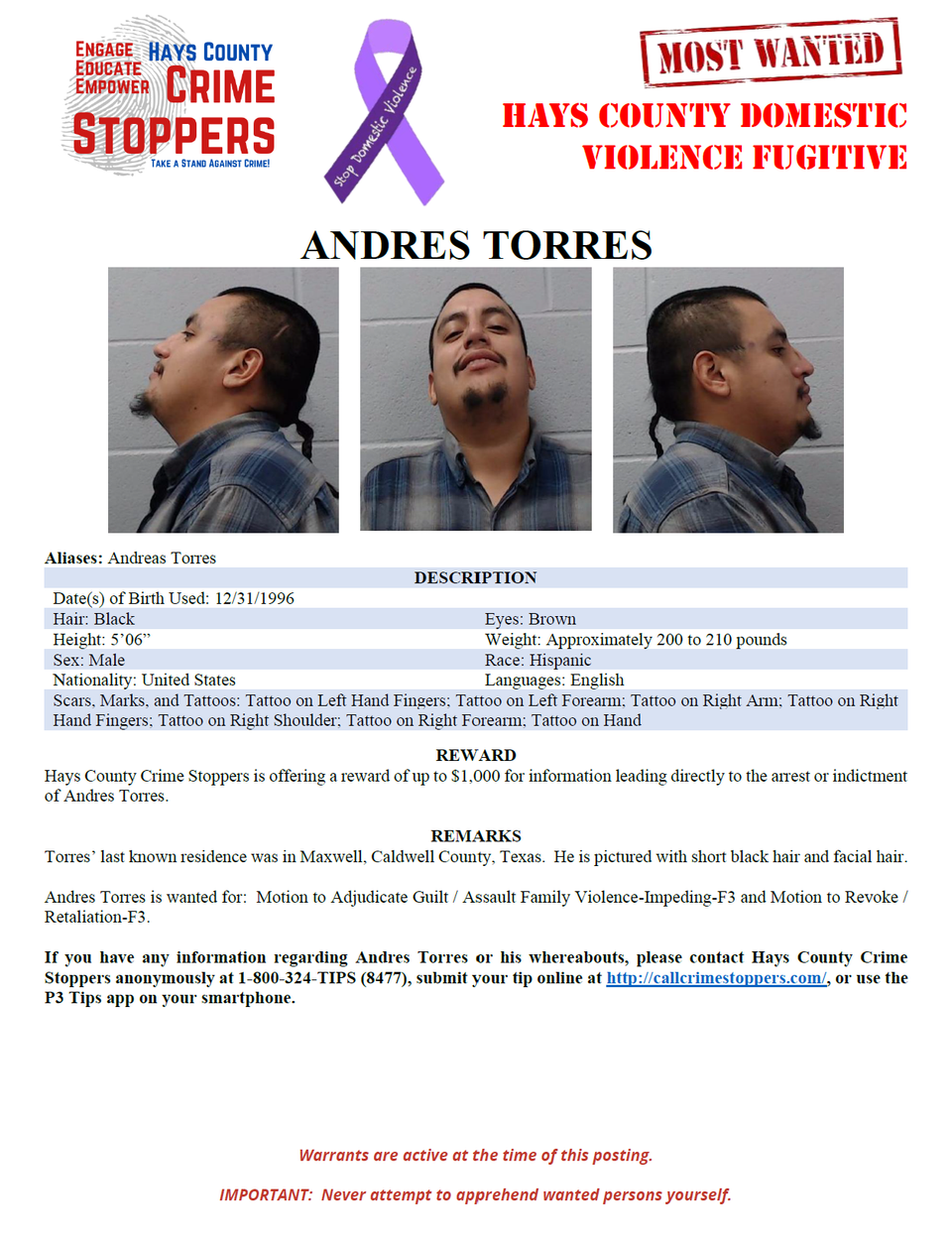 Torres most wanted poster