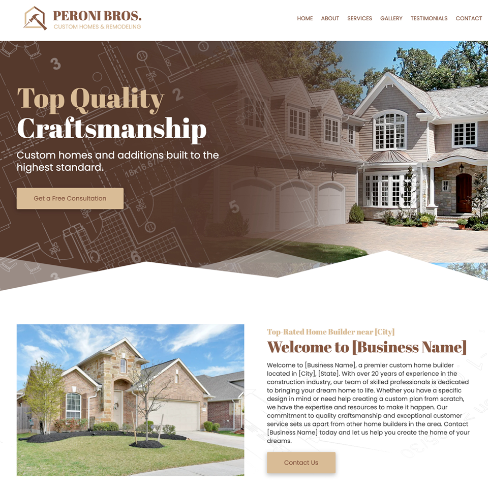 Home builder website design theme