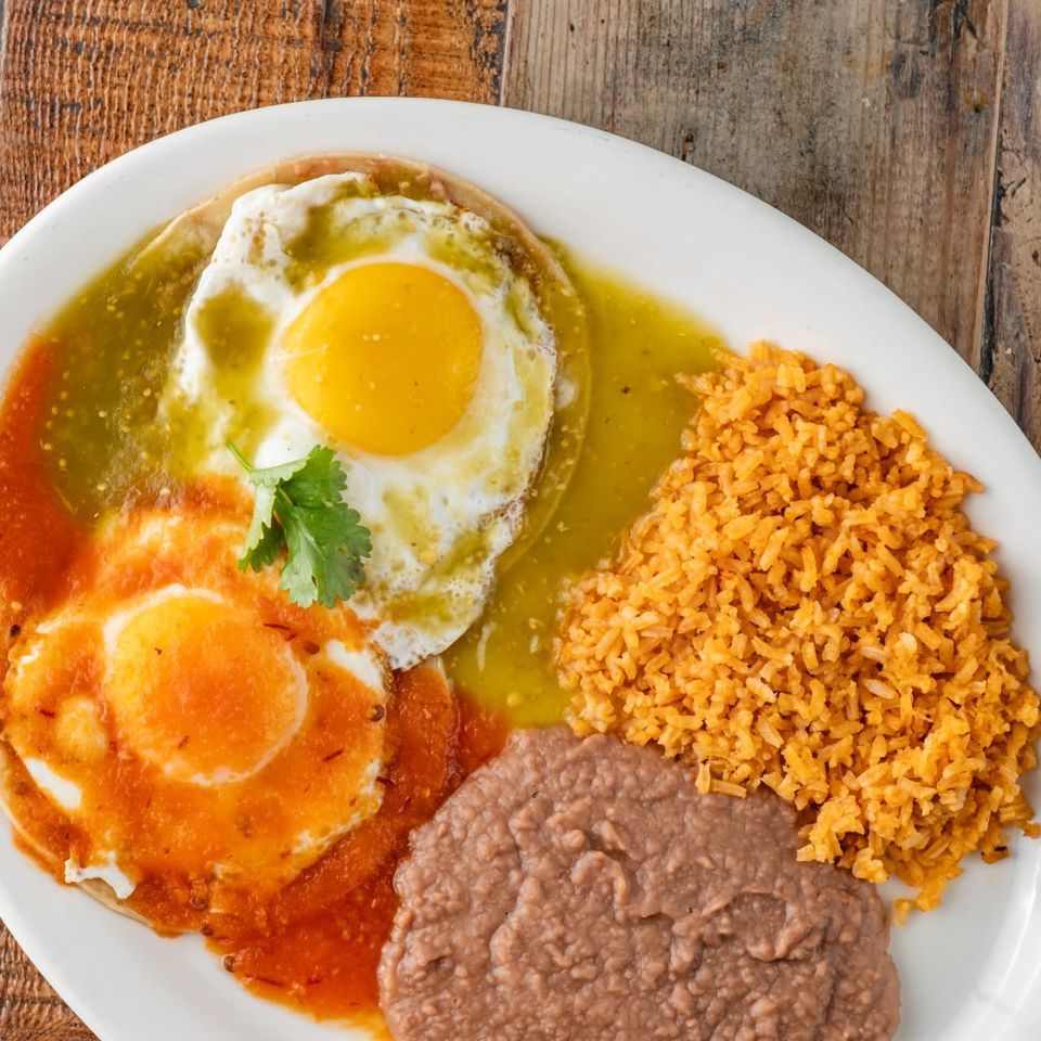 Eggs with beans and rice