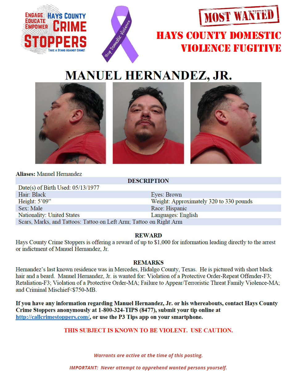 Hernandez most wanted poster