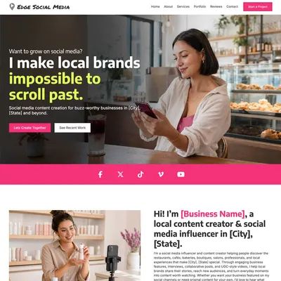 Social media influencer website design theme original