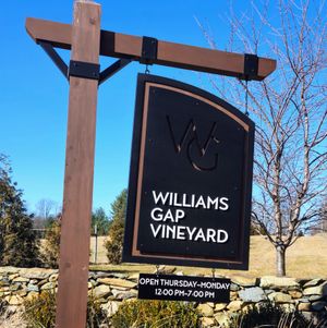 Sign board of williams gap vineyards near in Virginia