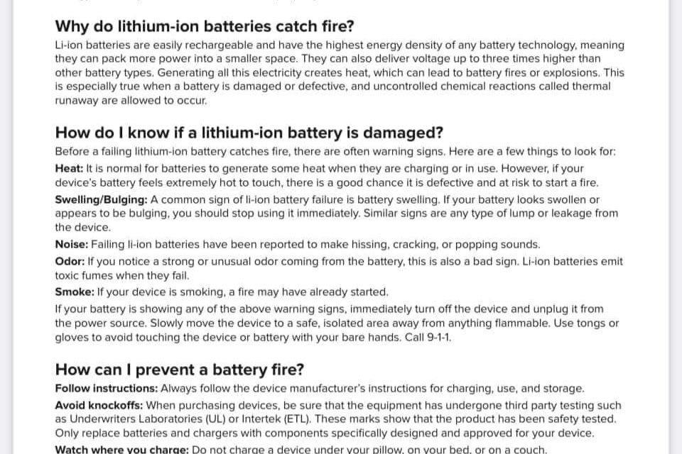 Lithium battery safety