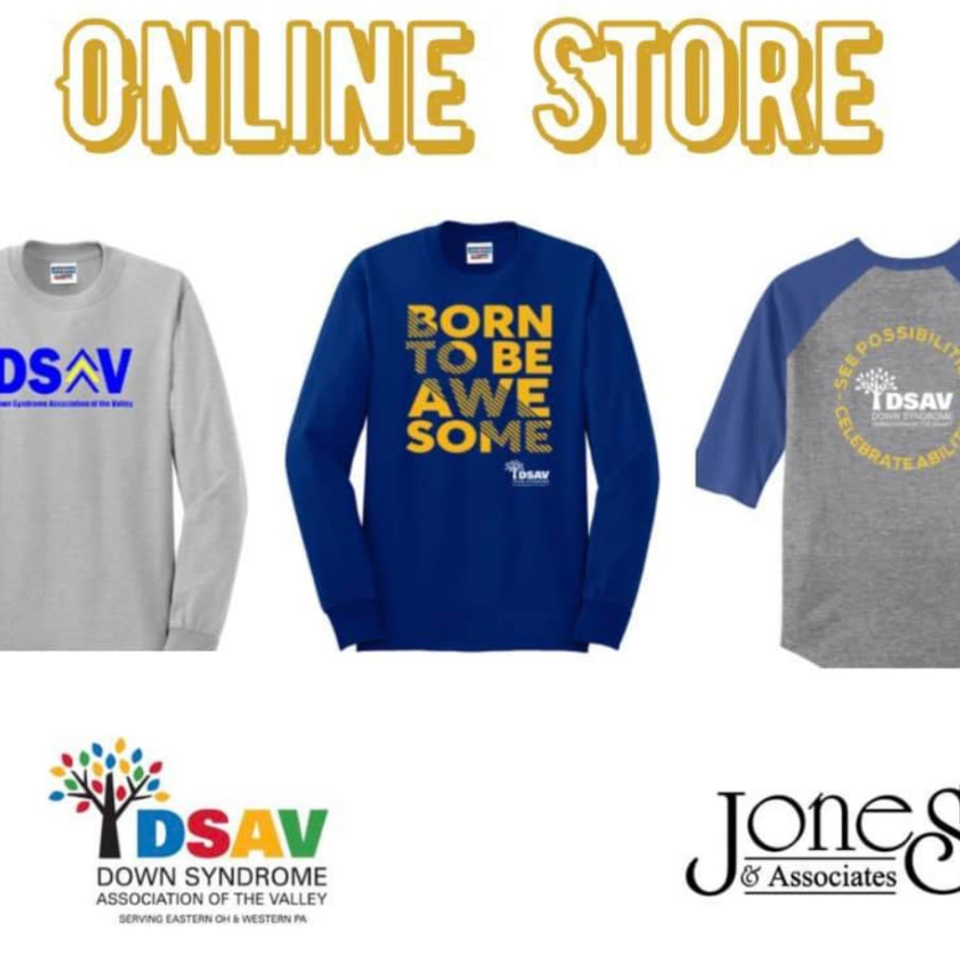 Down Syndrome Association of the Valley online store featuring branded apparel and merchandise.