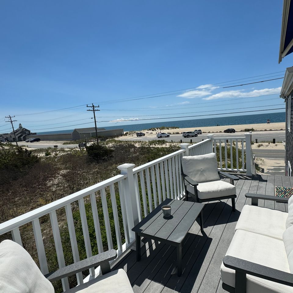 Private Ocean View Motel balcony overlooking Craigville Beach and Nantucket Sound