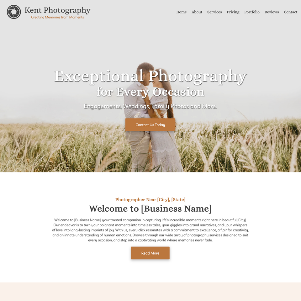 Photography website design template