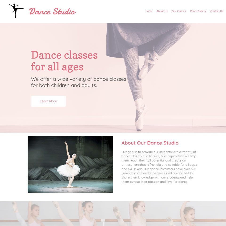 Dance studio website theme 960x960