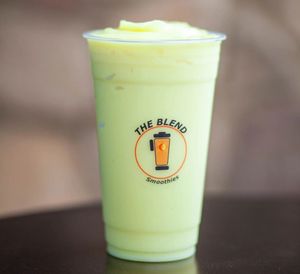 Lime Time smoothie made with lemonade, peaches, and lime sherbet.