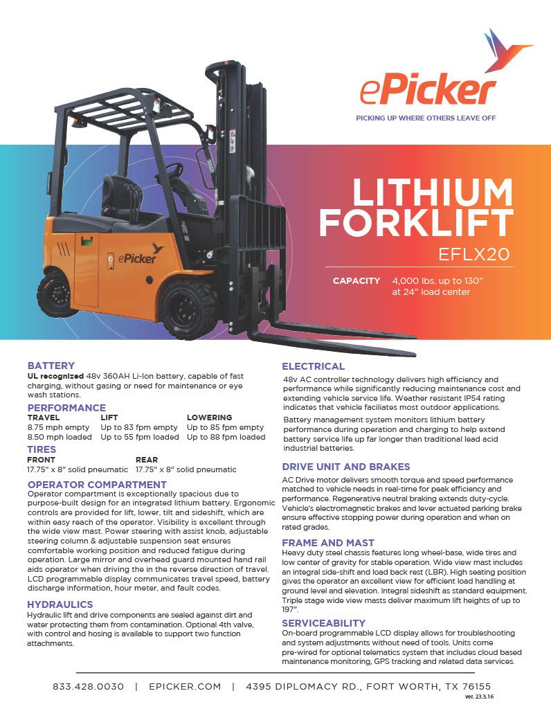 Electric counterbalance forklift truck eflx20 part 11024 1