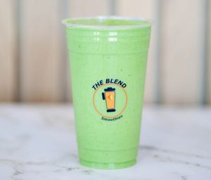 Wild & Green smoothie made with apple juice, fresh spinach, mango, pineapple, and banana.