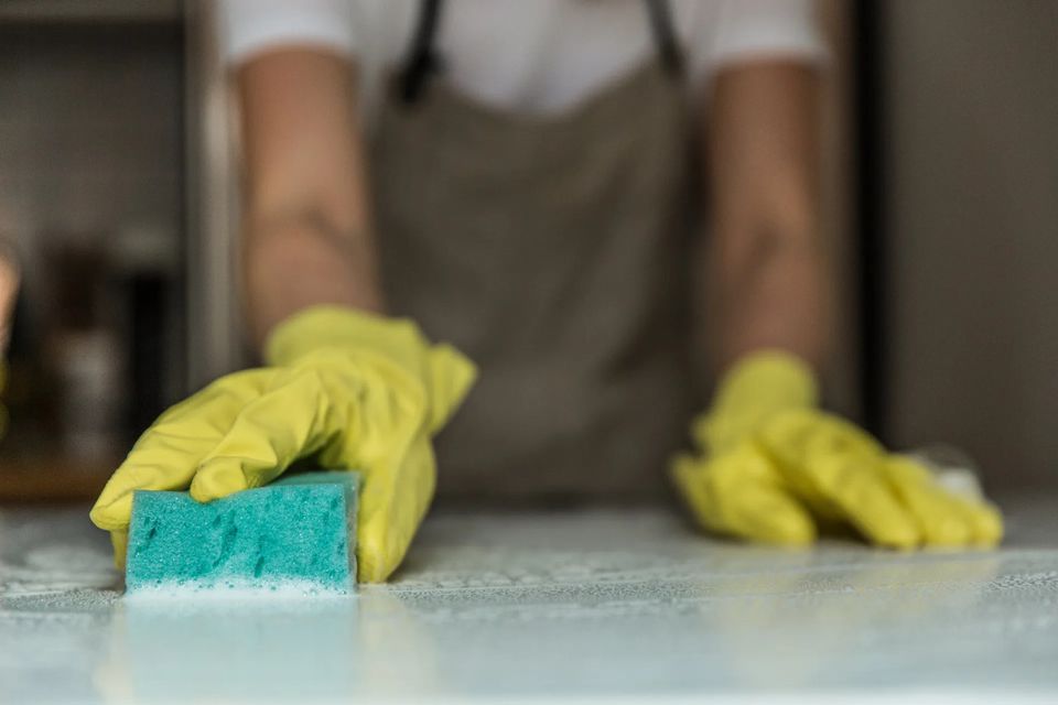 cleaner washing countertop