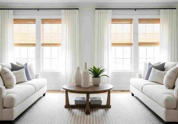 Vecteezy bright living room with white sofas and wood coffee table 69860679