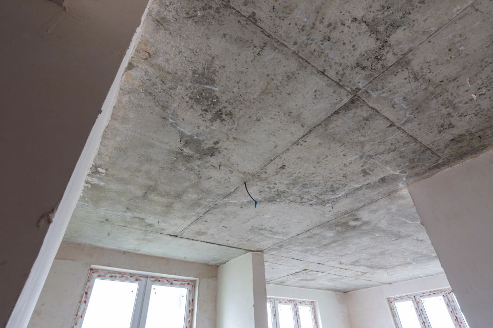 Concrete ceiling in the new building
