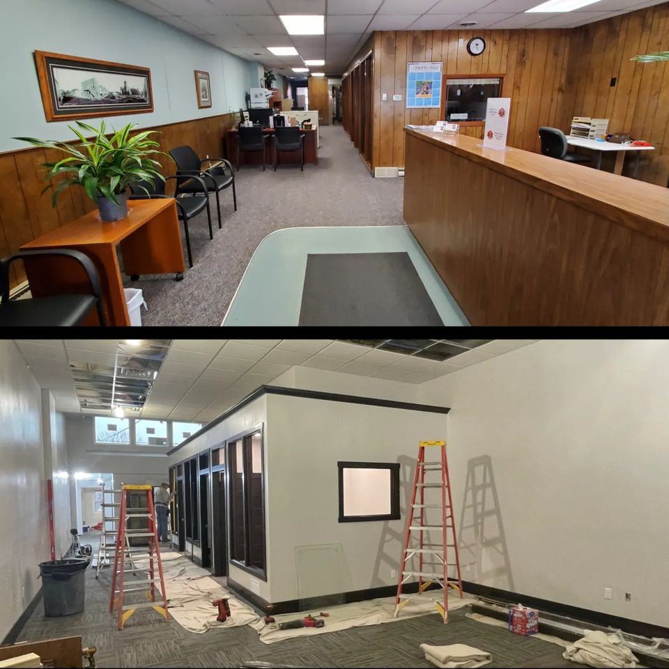 Office before and after remodel