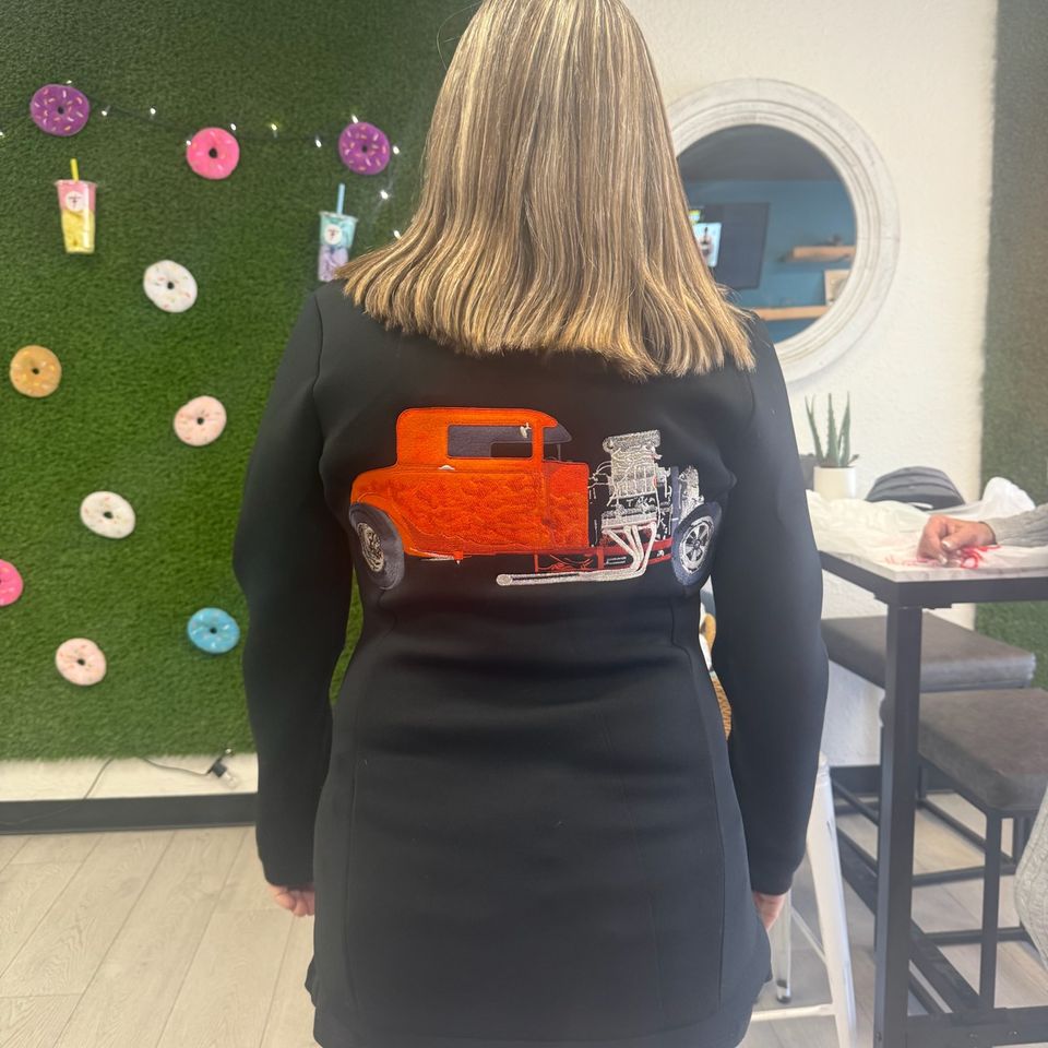 Hotrod embroidery on jacket