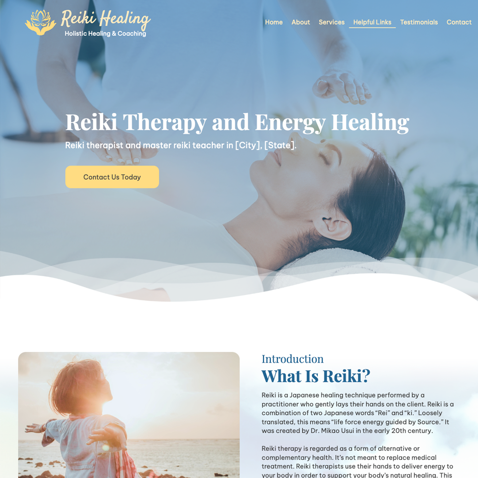 Reiki therapy website design theme 960x960