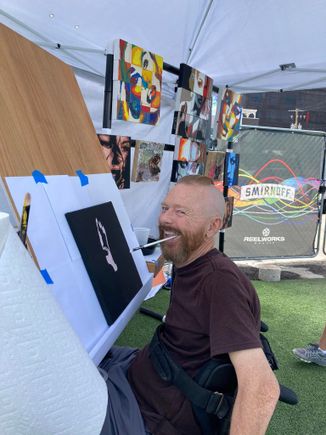 Artist Matthew painting