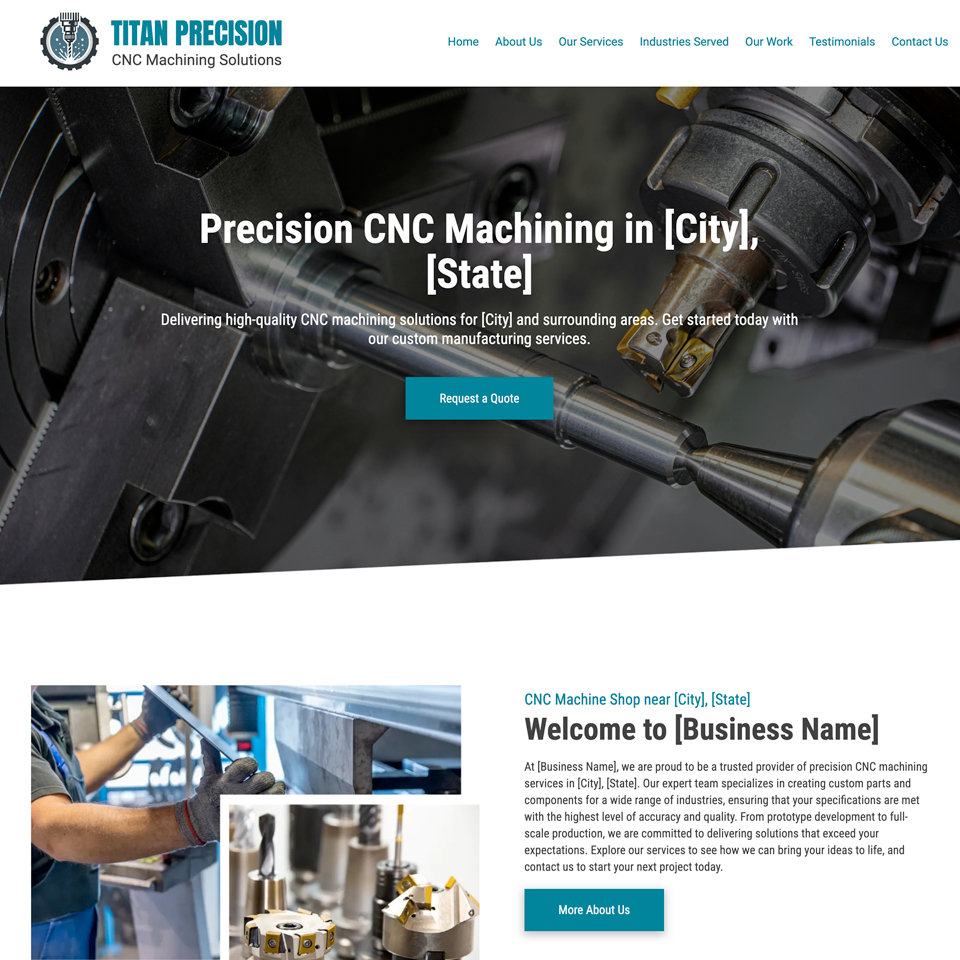 Cnc machine shop website design theme