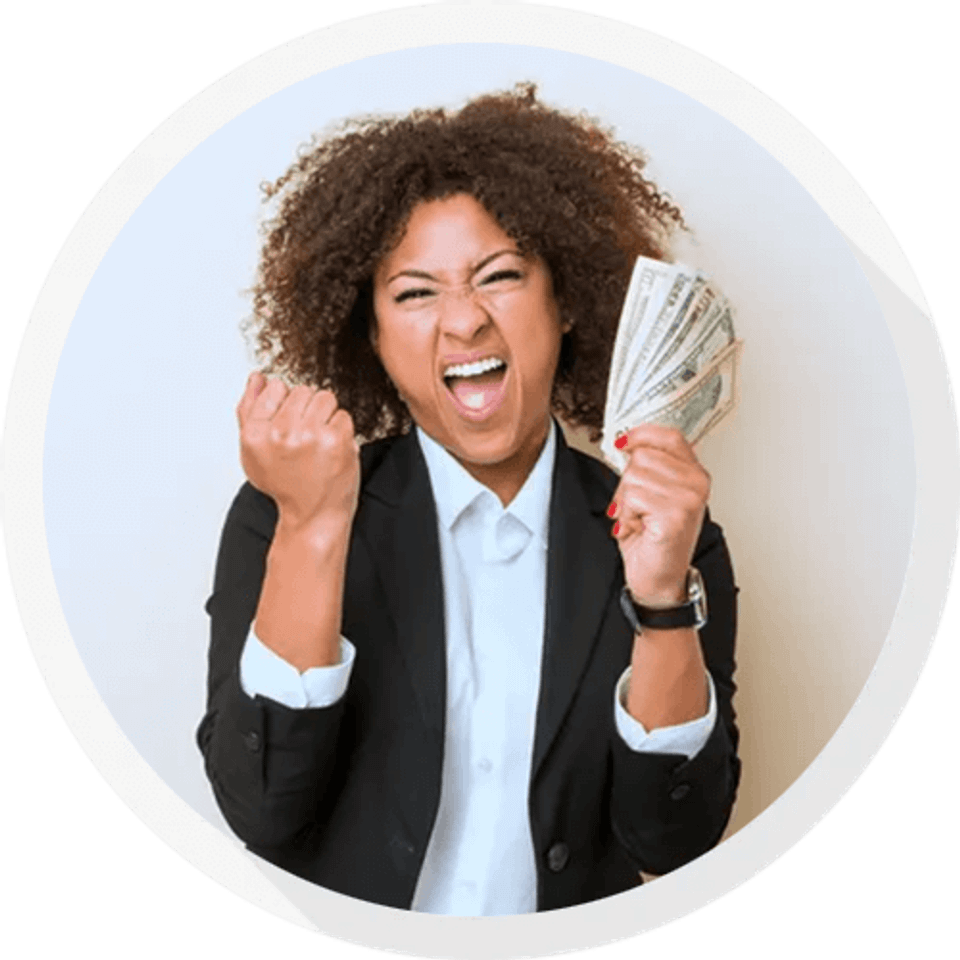 Women excited with cash