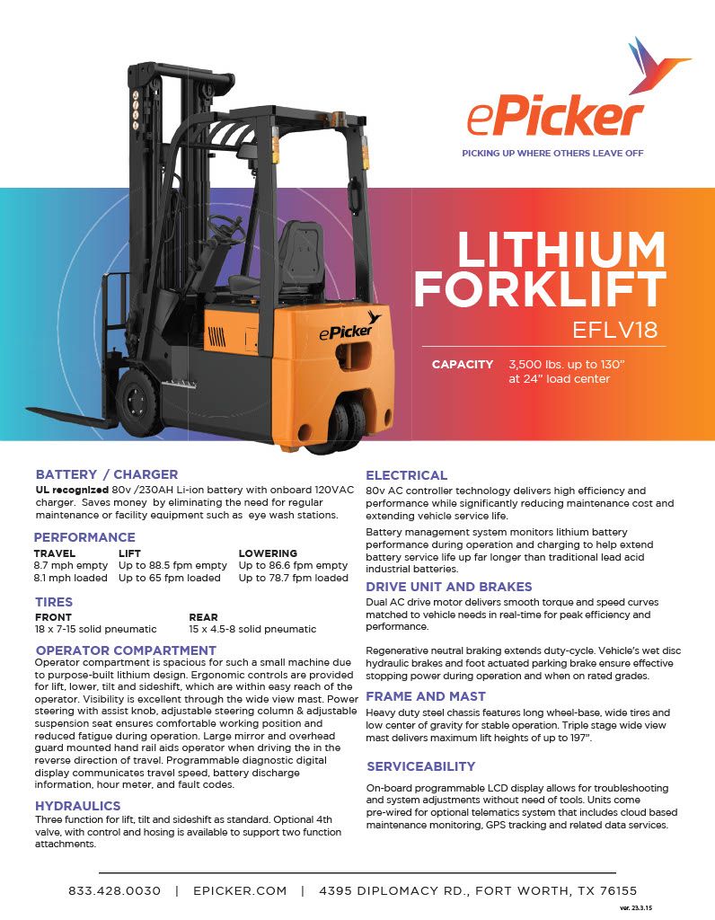 Lithium forklift truck eflv18 part 11024 1