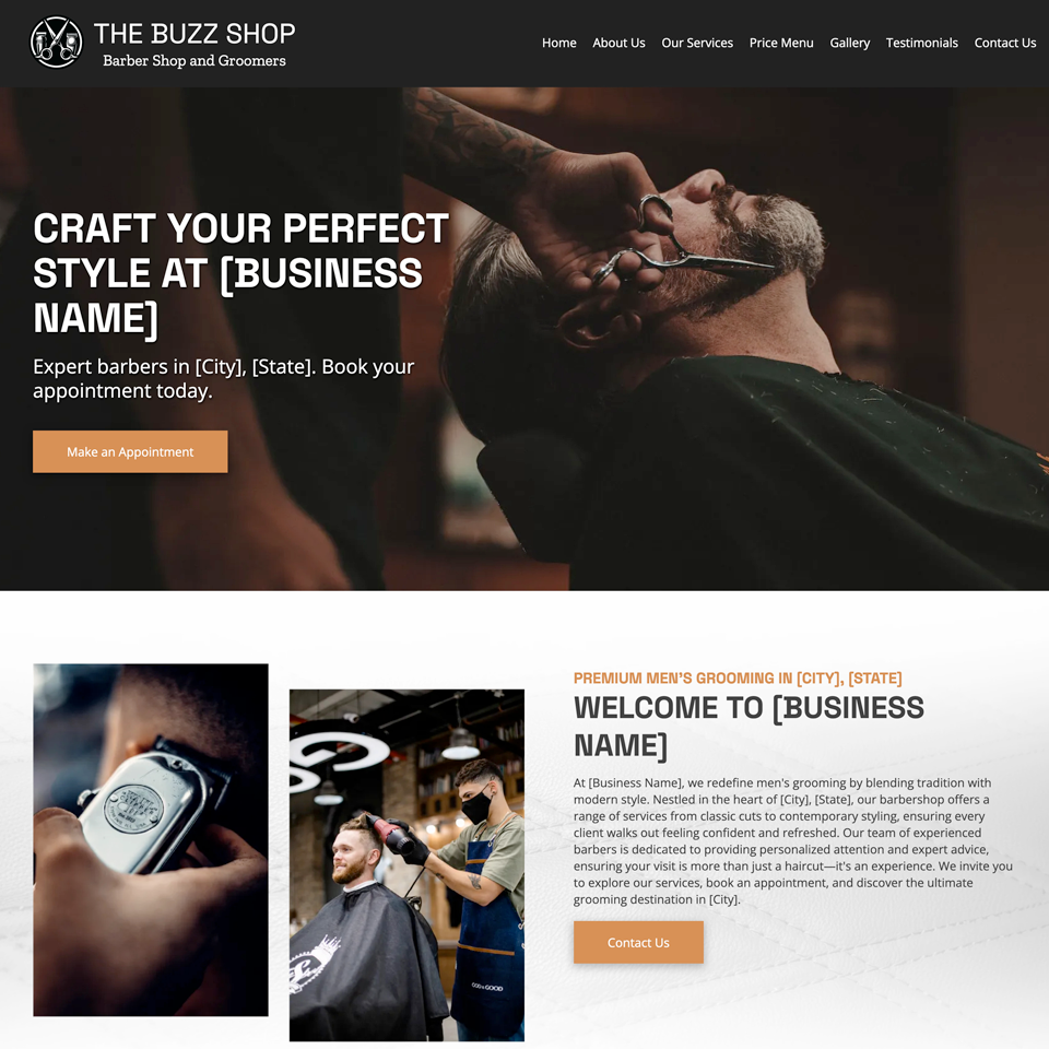 Modern barbershop website design theme