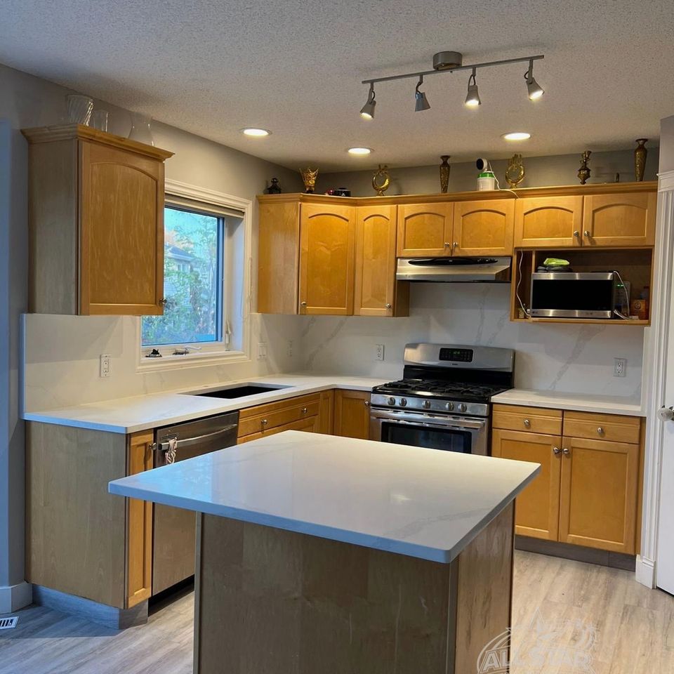 White island countertop custom cut for Houston Texas home