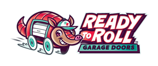 shelley the armadillo with ready to roll garage doors ready to roll garage doors mascot with company name